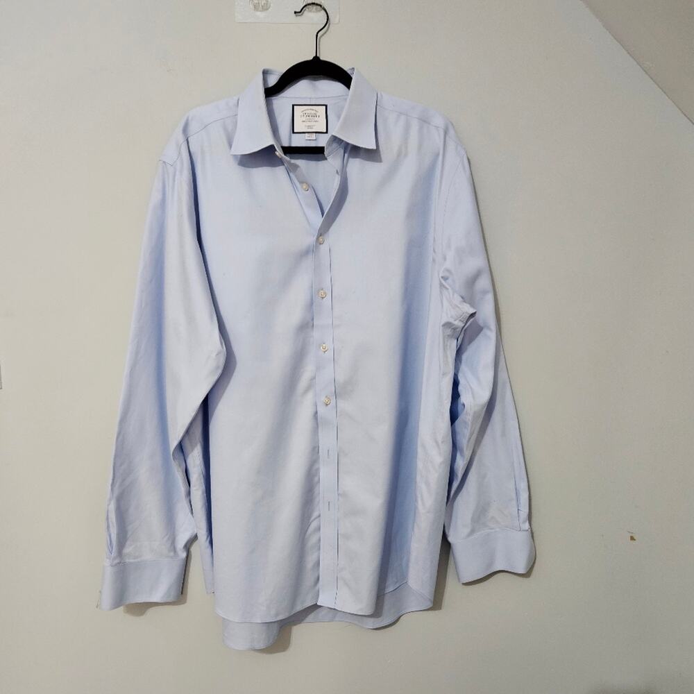 Charles Tyrwhitt Blue Dress Shirt Mens 17.5 Classic Fit Non Iron Cotton Office - Picture 3 of 12